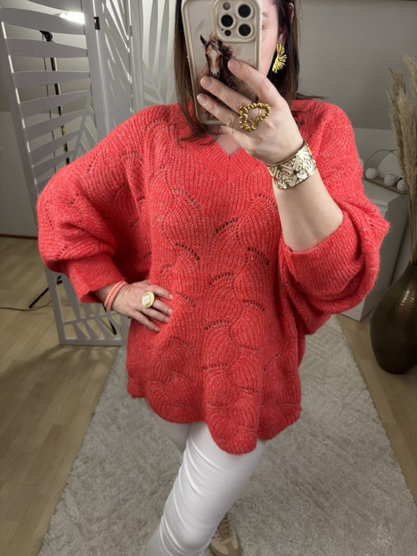 Pull Ajouré corail ou choco Louis 