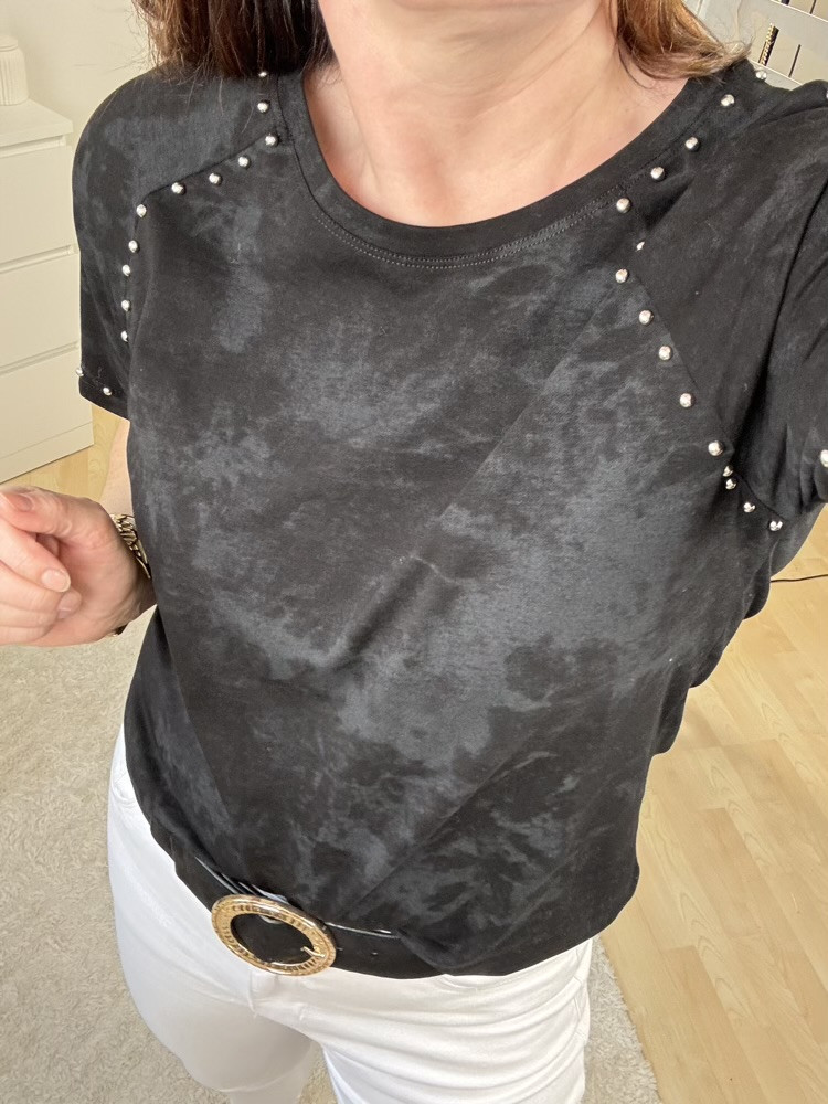 T shirt marbré clous Gris ou Noir 