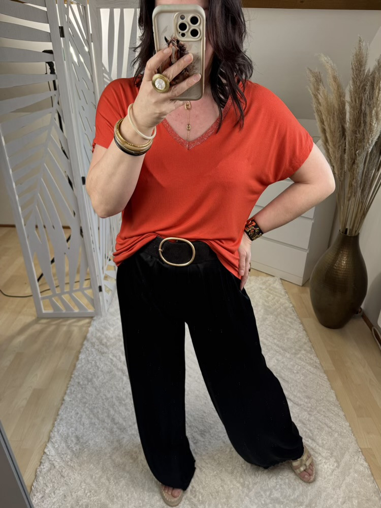 Pantalon Large Noir effet Satiné Elmer 