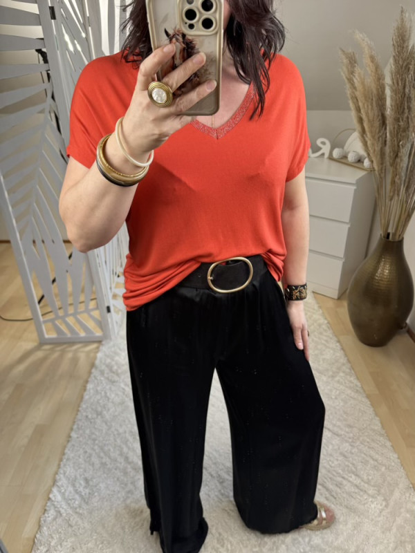Pantalon Large Noir effet Satiné Elmer 