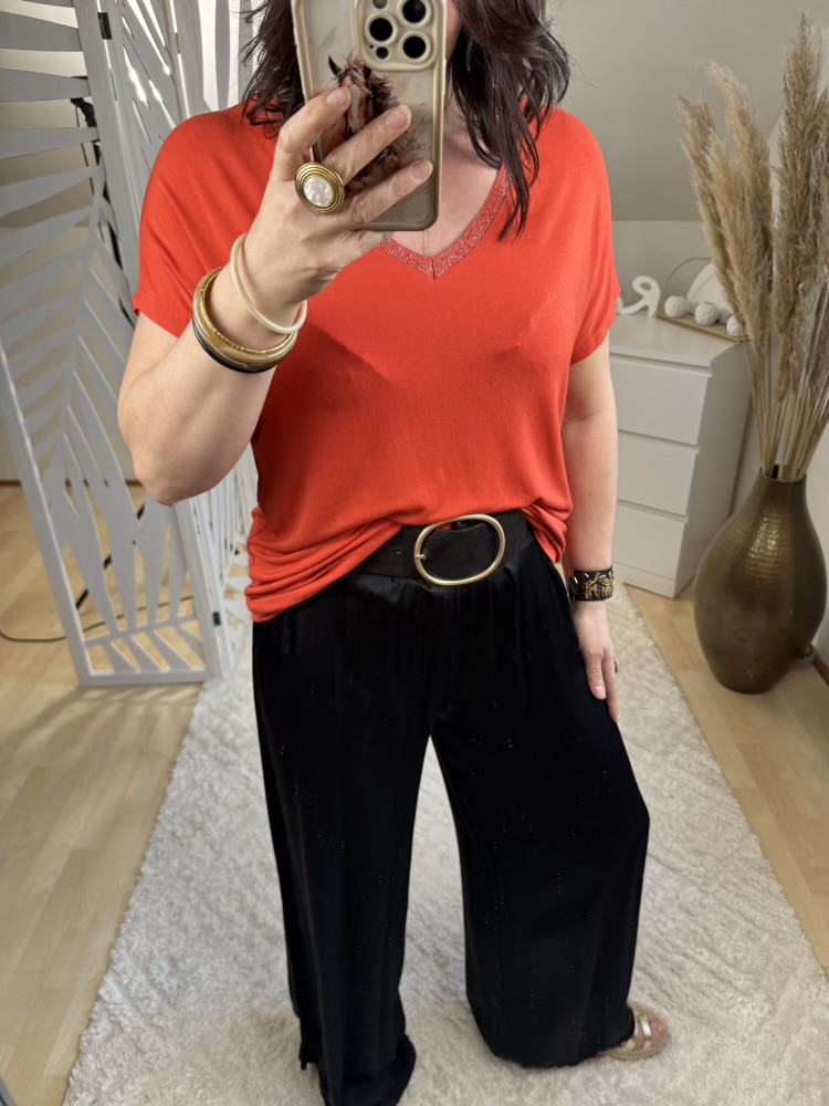 Pantalon Large Noir effet Satiné Elmer 