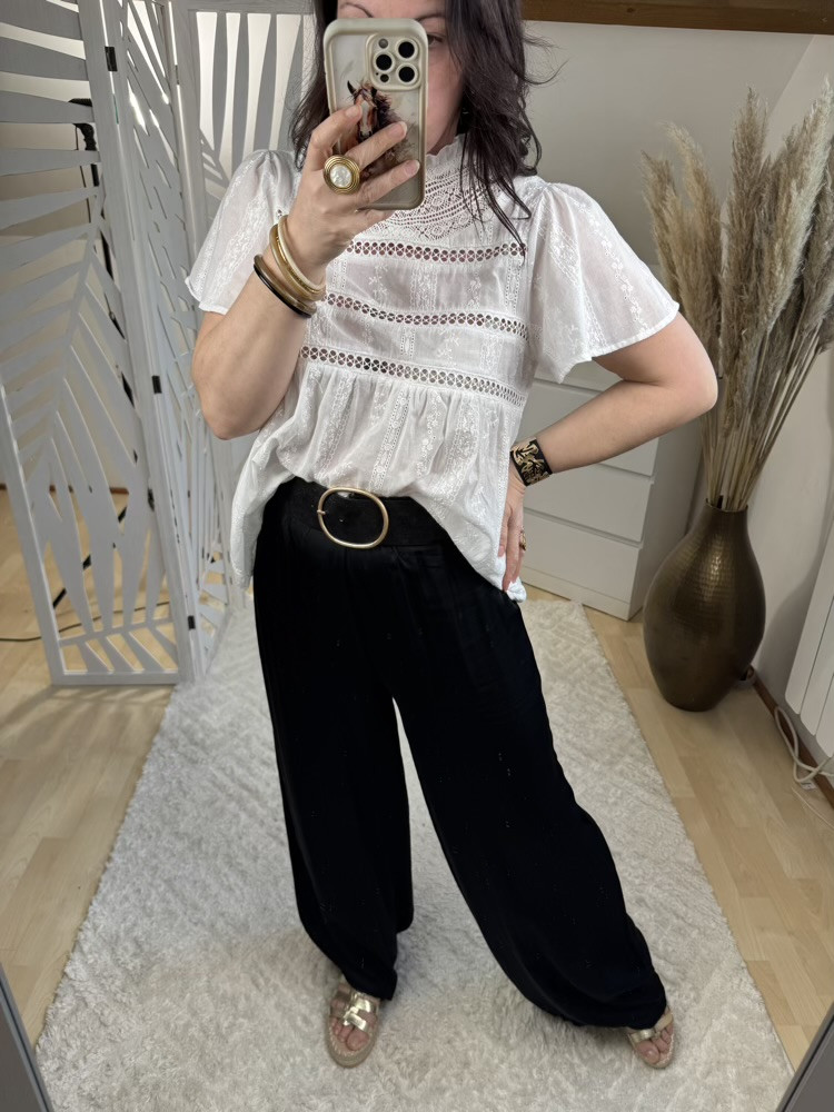 Pantalon Large Noir effet Satiné Elmer 