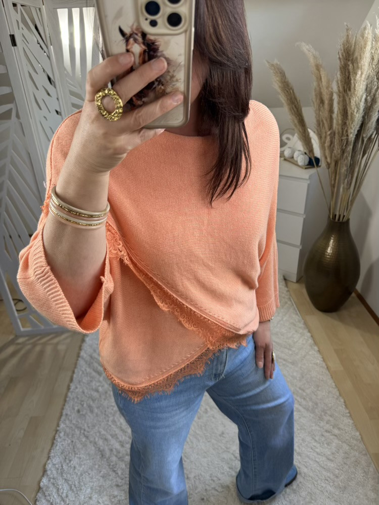 Pull croisé dentelle plusieurs coloris 