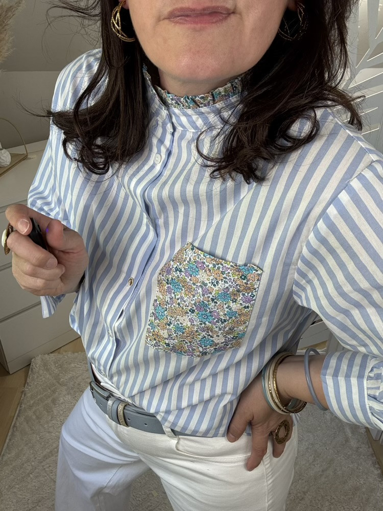 Chemise rayée blanche et bleue Liberty 
