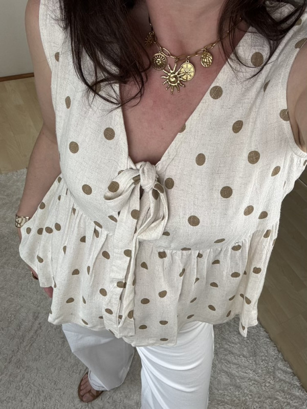 Blouse à pois beige et Camel :) 