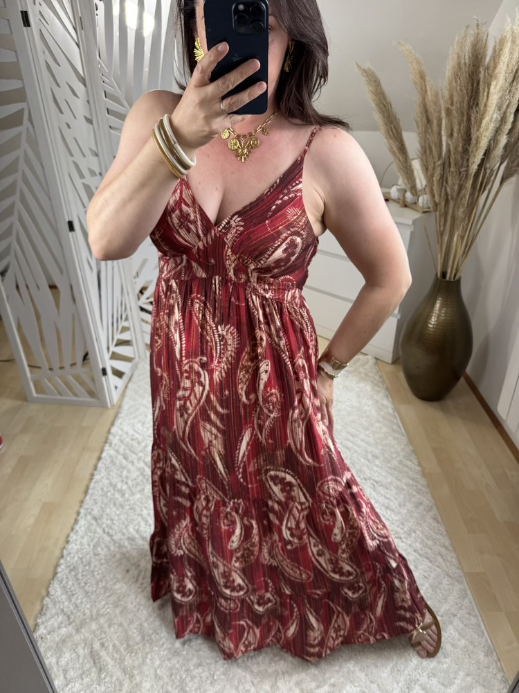 Robe longue rouge bordeaux Tiana 