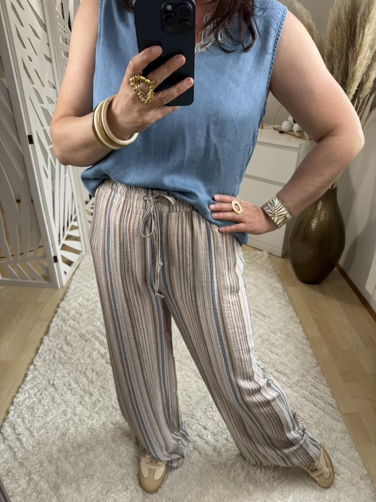 Pantalon Palazzo fluide rayé multicolore :) 