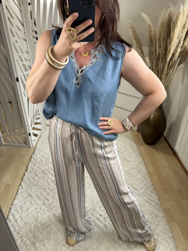 Pantalon Palazzo fluide rayé multicolore :) 