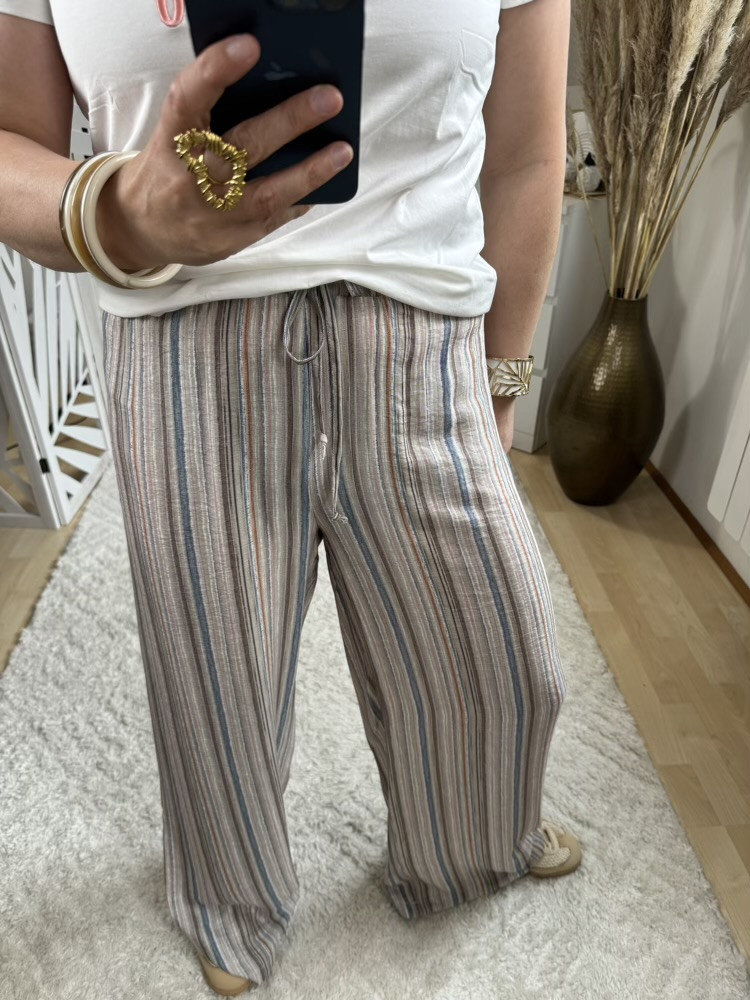 Pantalon Palazzo fluide rayé multicolore :) 