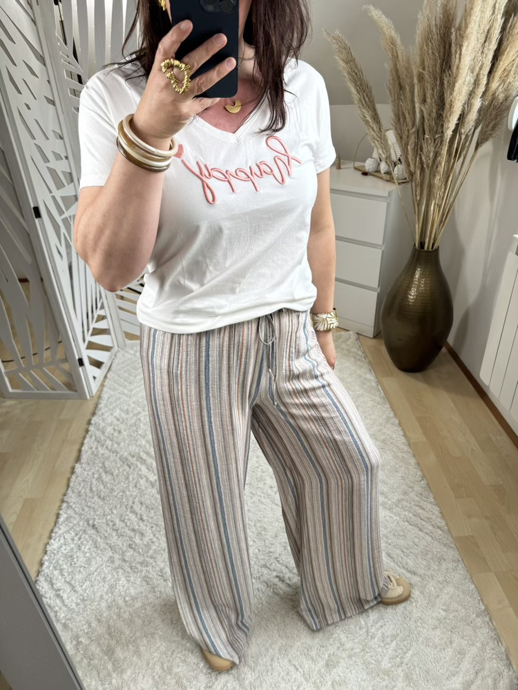 Pantalon Palazzo fluide rayé multicolore :) 