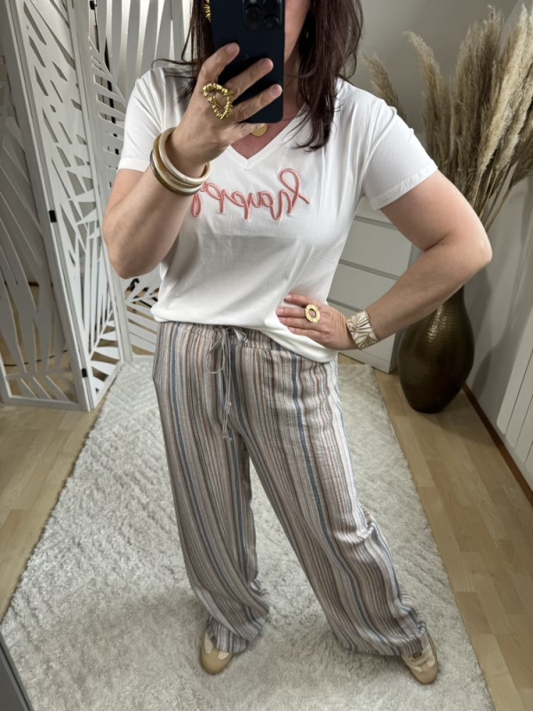 Pantalon Palazzo fluide rayé multicolore :) 