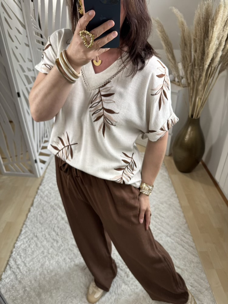 Blouse brodée feuillage :) 