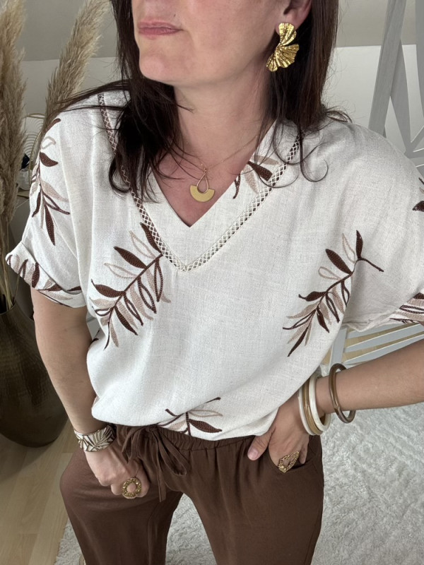 Blouse brodée feuillage :) 