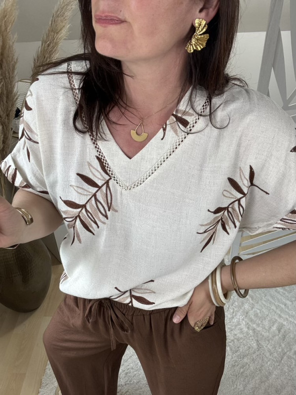 Blouse brodée feuillage :) 