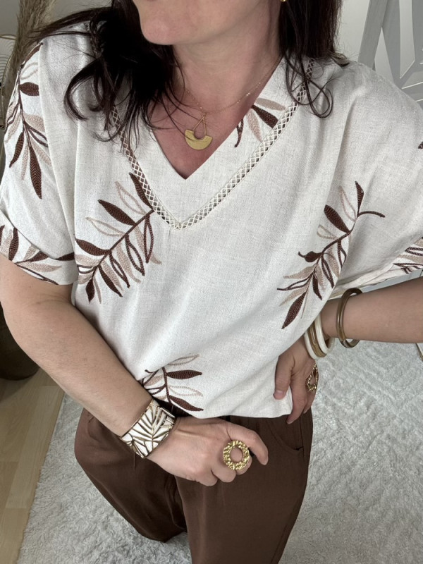 Blouse brodée feuillage :) 