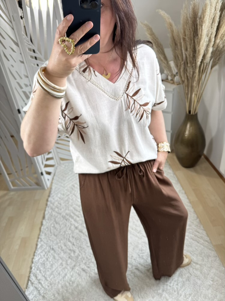 Blouse brodée feuillage :) 