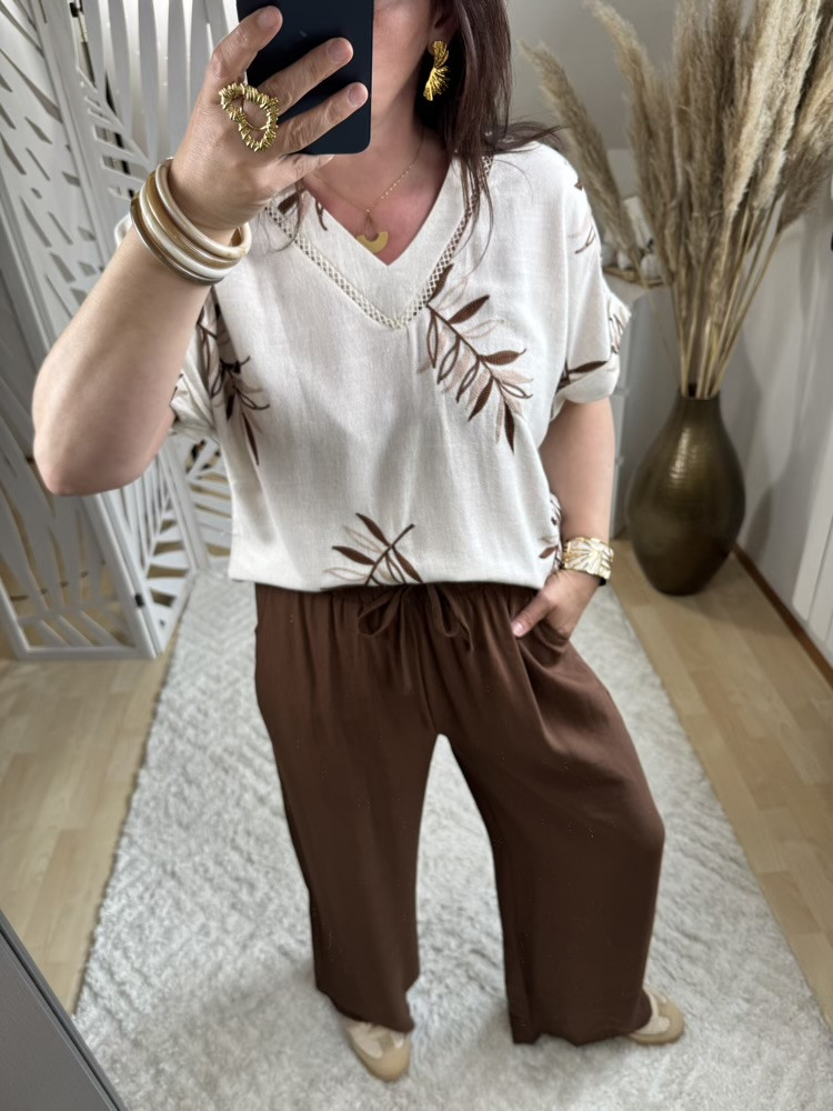 Blouse brodée feuillage :) 