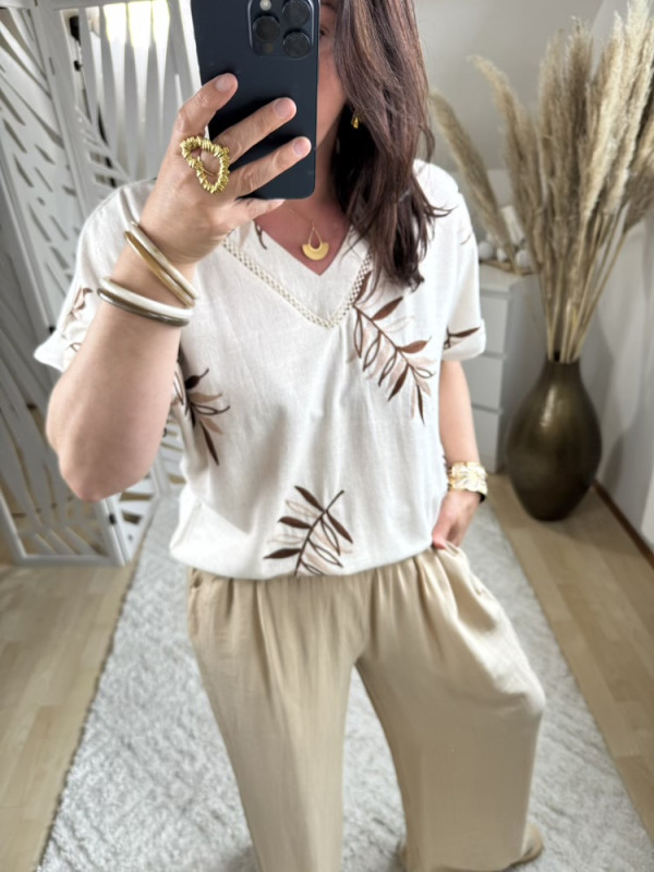 Blouse brodée feuillage :) 
