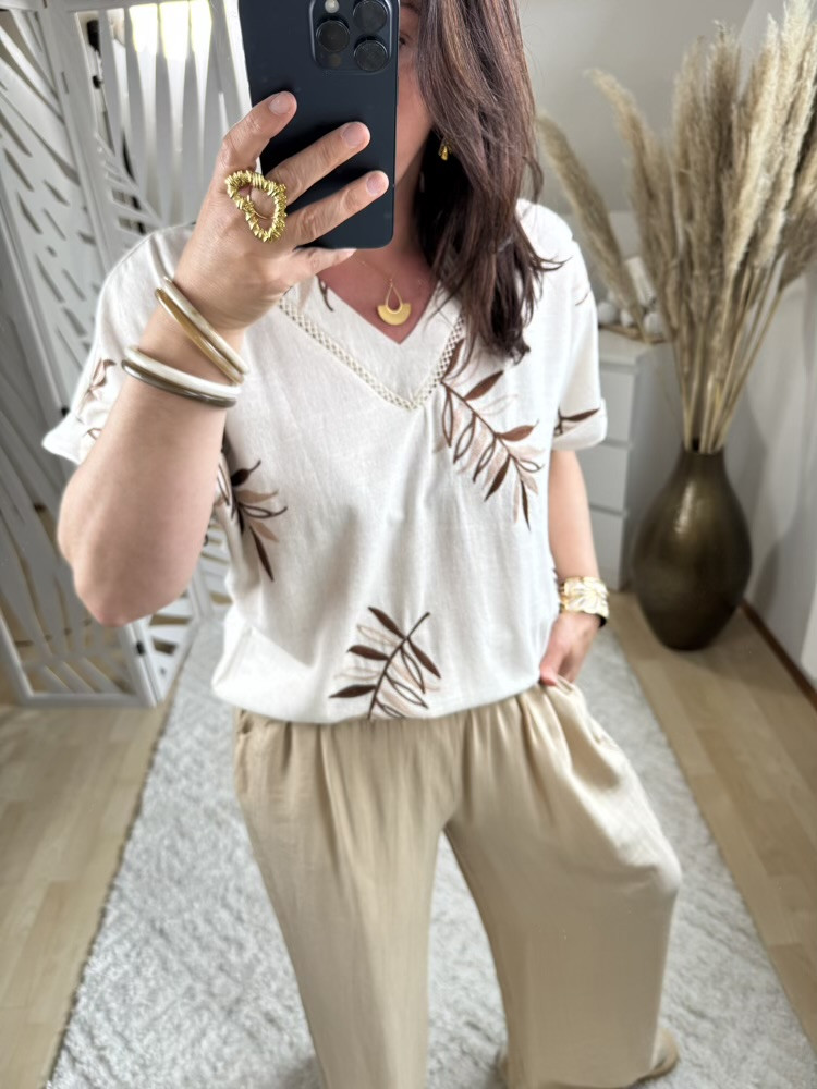 Blouse brodée feuillage :) 