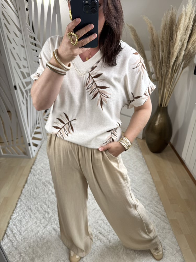 Blouse brodée feuillage :) 