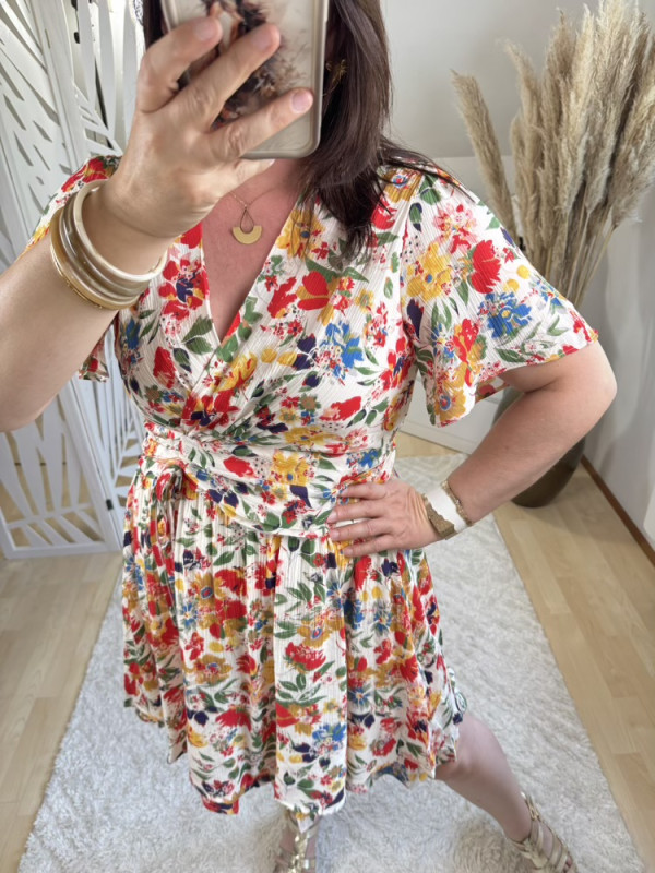 Robe façon portefeuille fleurie 
