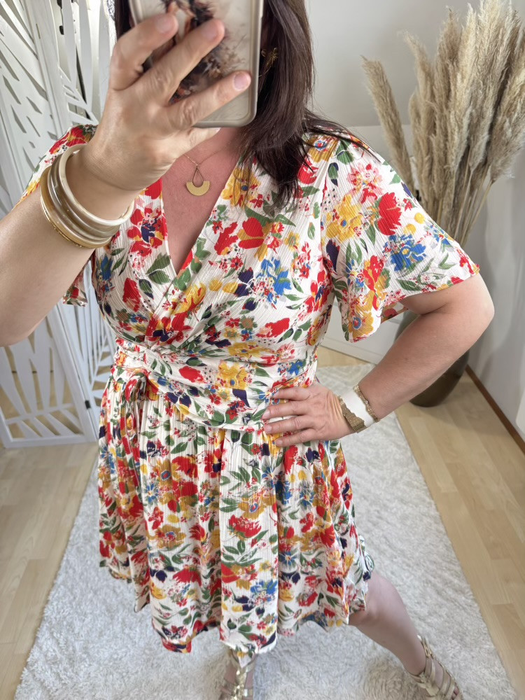 Robe façon portefeuille fleurie 