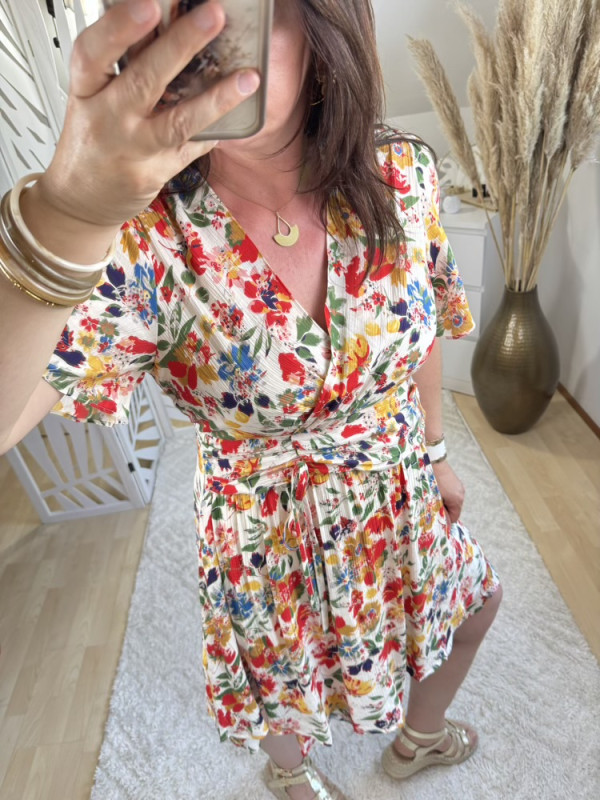 Robe façon portefeuille fleurie 
