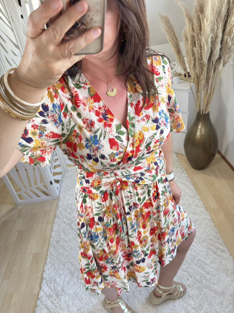 Robe façon portefeuille fleurie 