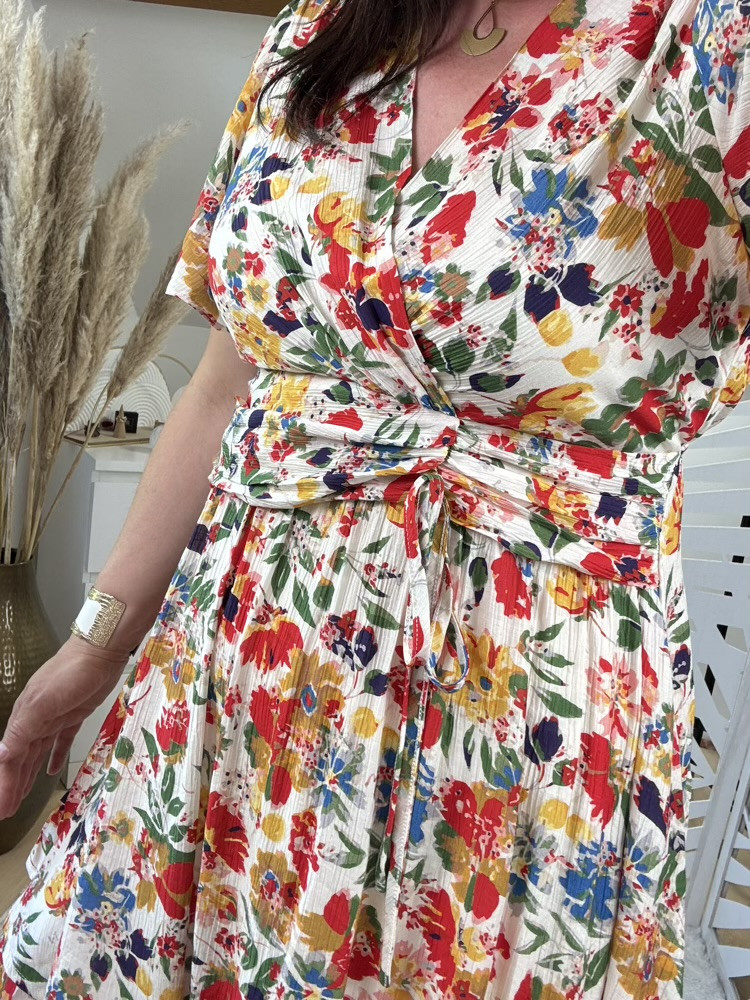 Robe façon portefeuille fleurie 