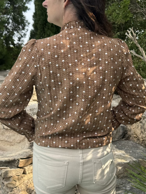 Chemise choco petits cœurs crème 