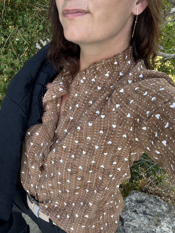 Chemise choco petits cœurs crème 
