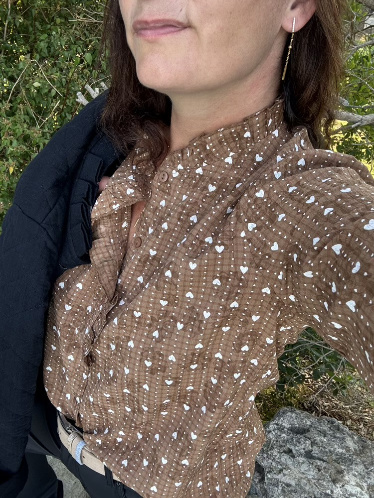 Chemise choco petits cœurs crème 