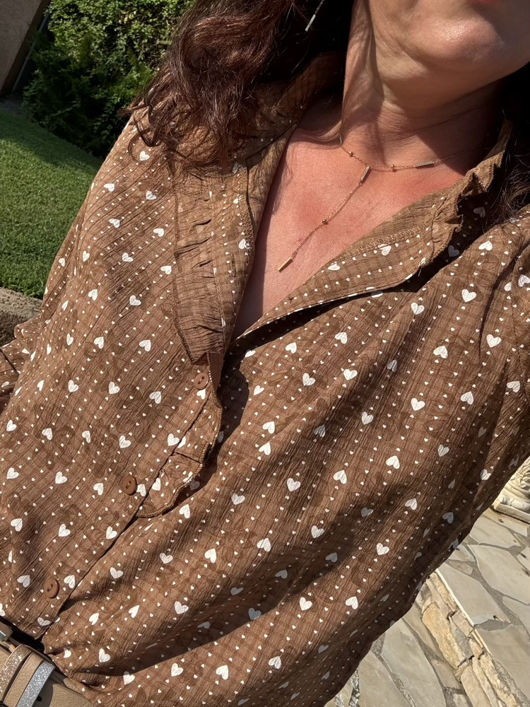 Chemise choco petits cœurs crème 