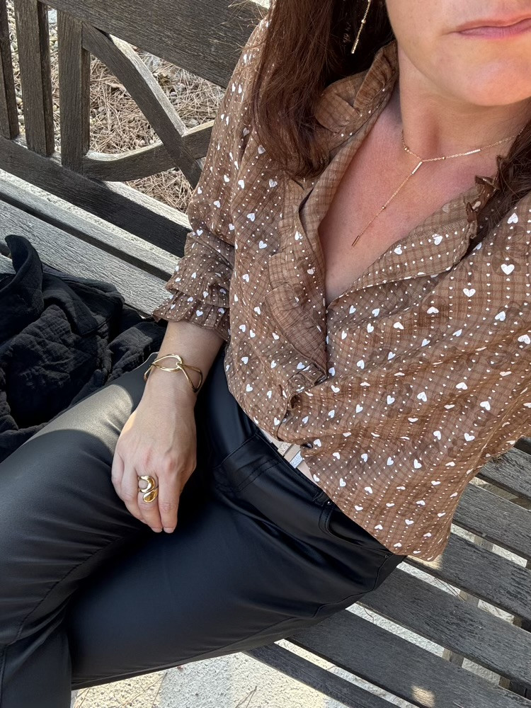 Chemise choco petits cœurs crème 