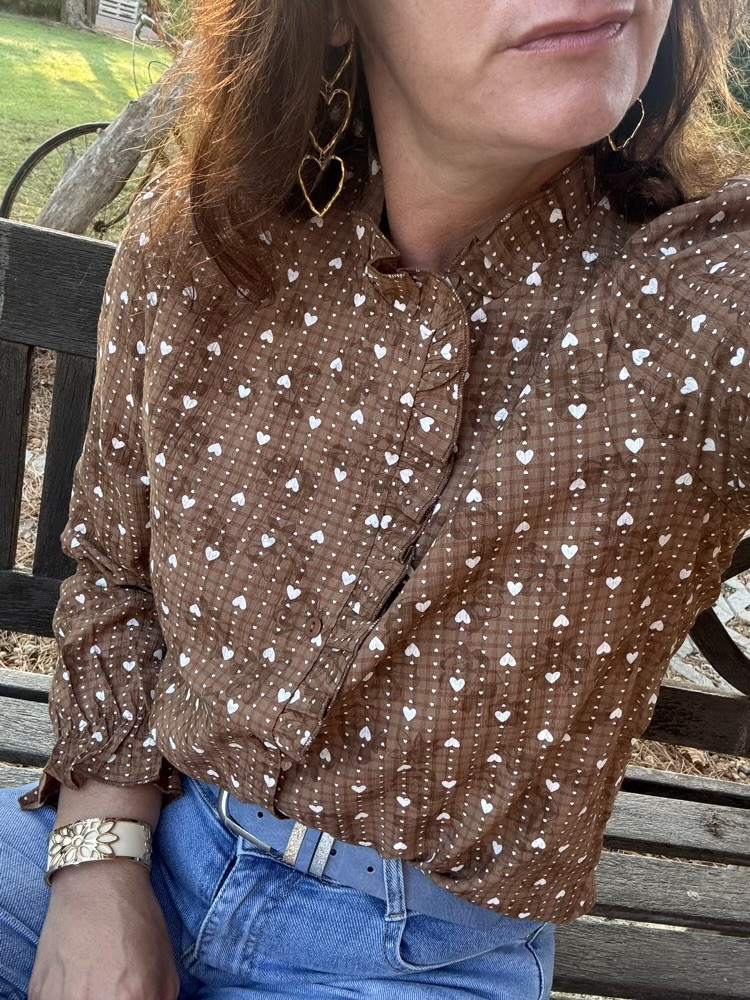 Chemise choco petits cœurs crème 