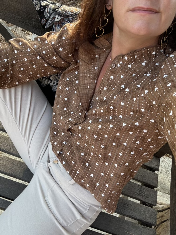 Chemise choco petits cœurs crème 