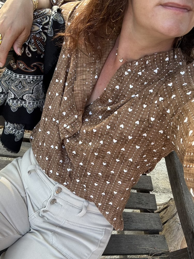 Chemise choco petits cœurs crème 