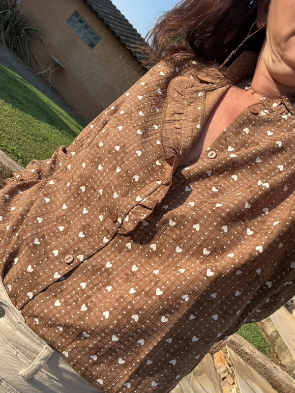 Chemise choco petits cœurs crème 