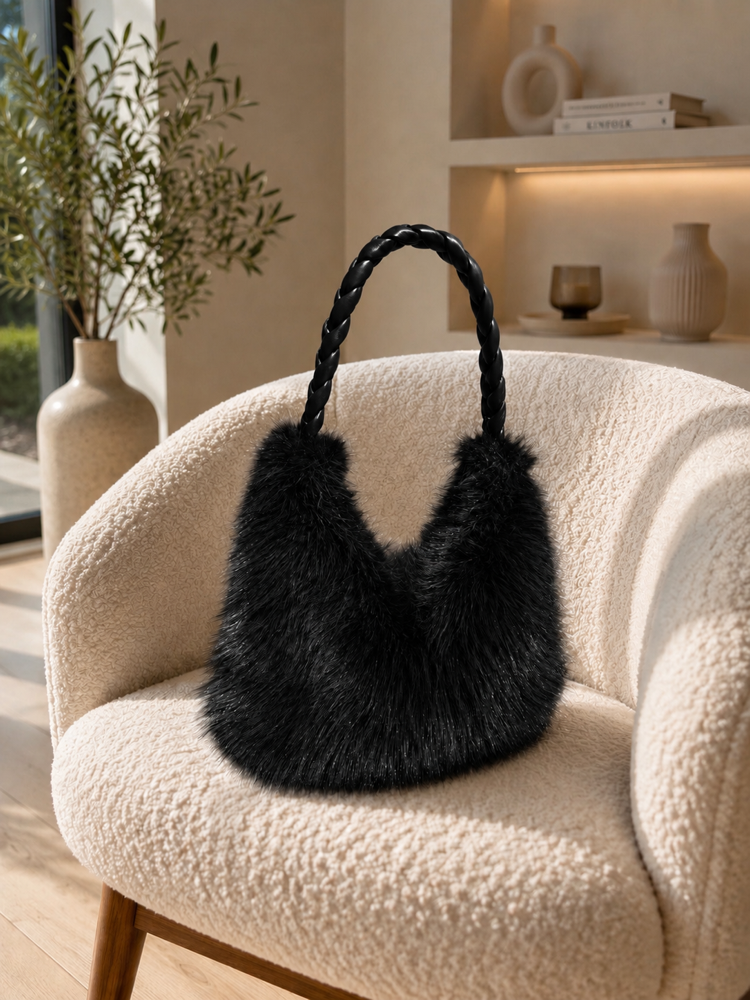 Sac Fausse fourrure anse Tressée 