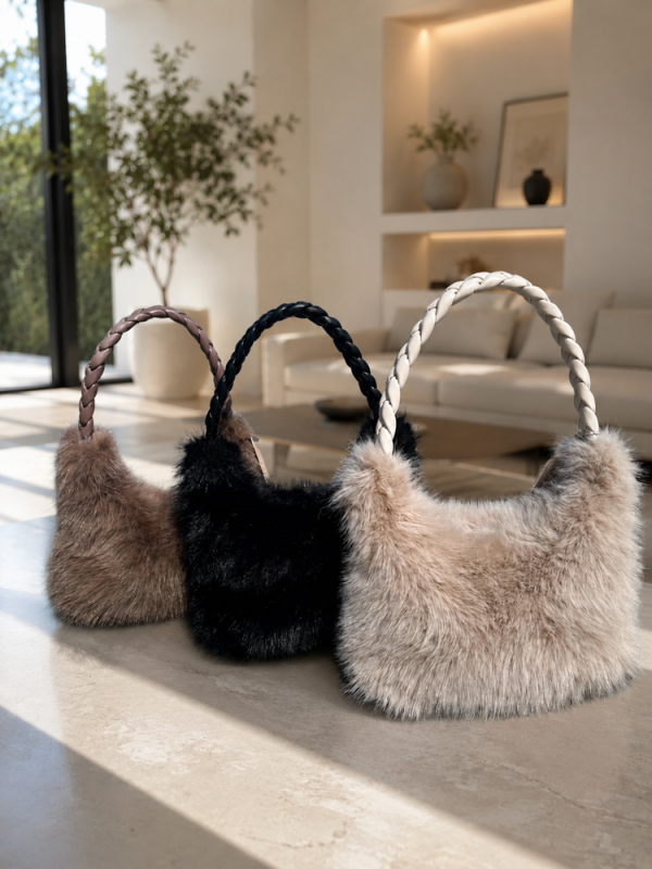 Sac Fausse fourrure anse Tressée 