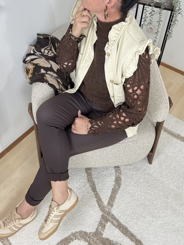 Gilet sans manches beige denim 