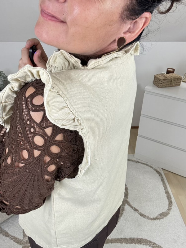 Gilet sans manches beige denim 