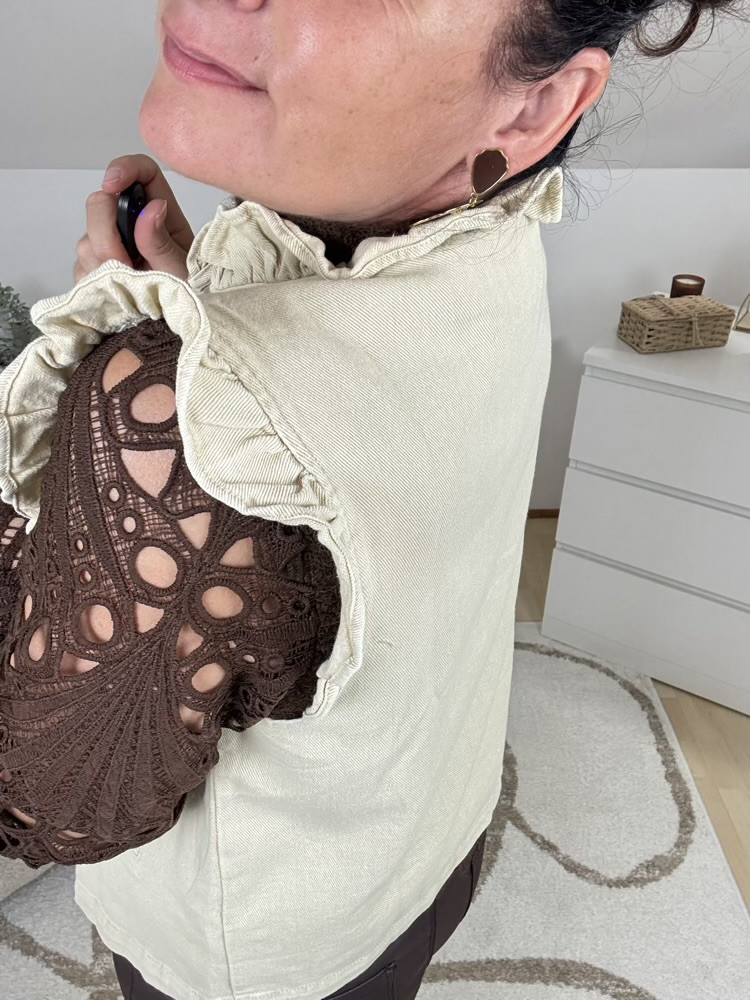 Gilet sans manches beige denim 