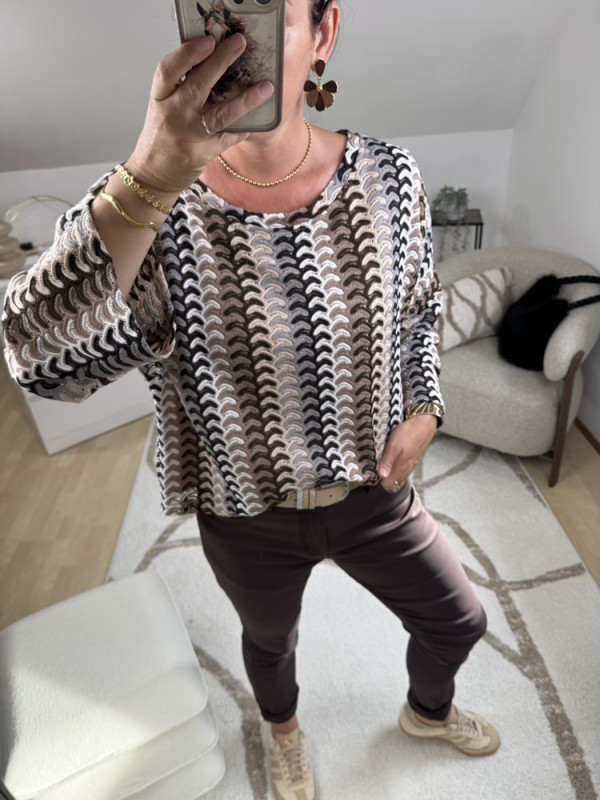 Blouse crochet tons choco Scarlett 