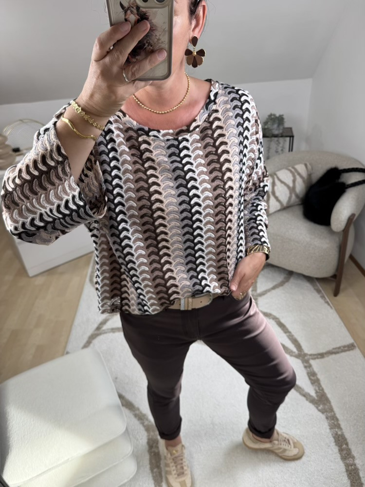 Blouse crochet tons choco Scarlett 