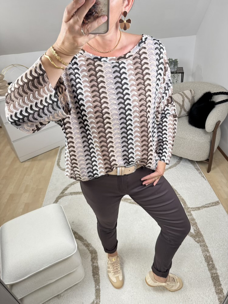 Blouse crochet tons choco Scarlett 