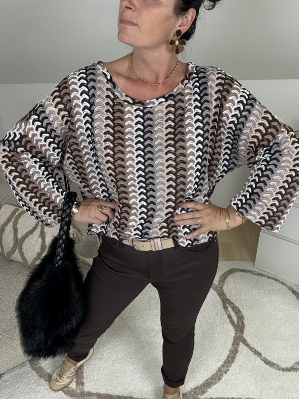 Blouse crochet tons choco Scarlett 