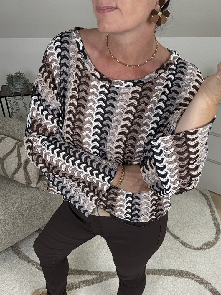Blouse crochet tons choco Scarlett 