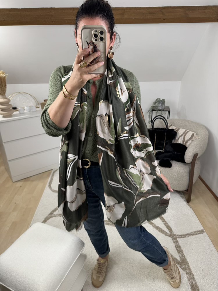 Cardigan ajouré kaki Carl 