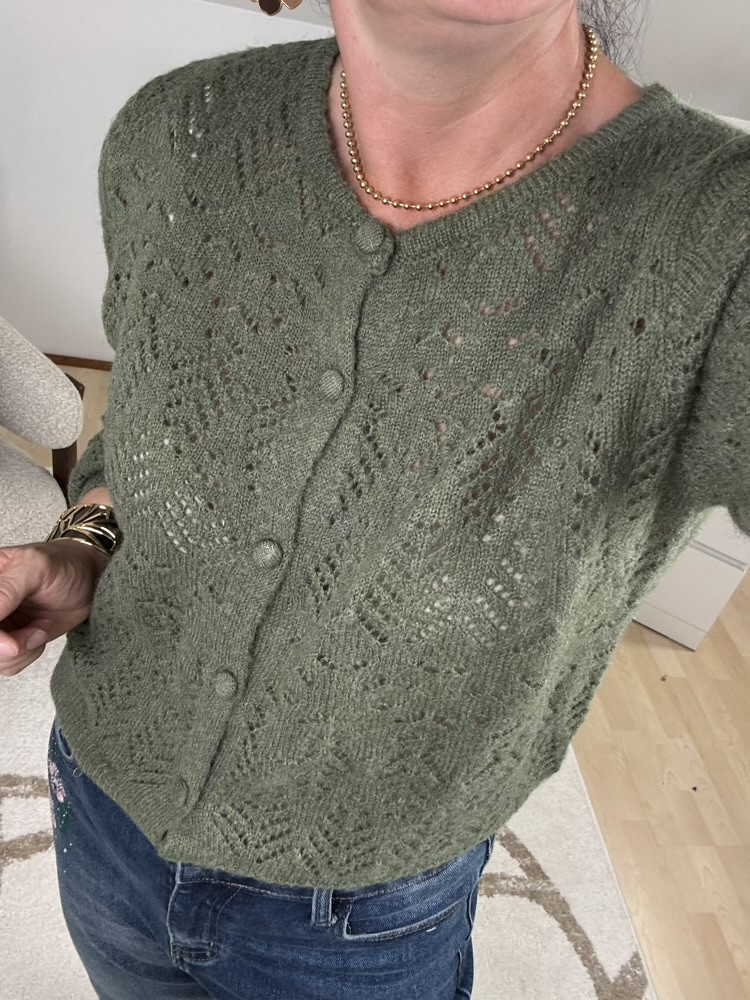 Cardigan ajouré kaki Carl 